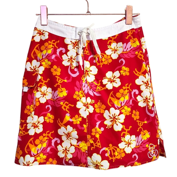 IMMERSION RESEARCH x VINTAGE 90s Cargo Skirt Floral Red White size 6 - Picture 1 of 10